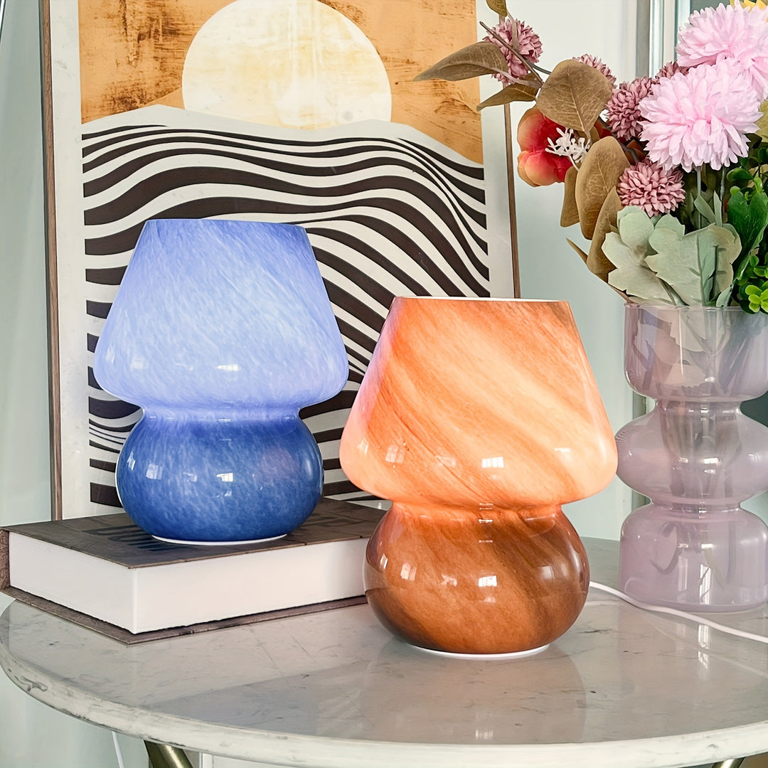 Glazen Paddenstoel Tafellamp | Decoratieve LED Lamp met Warm Licht