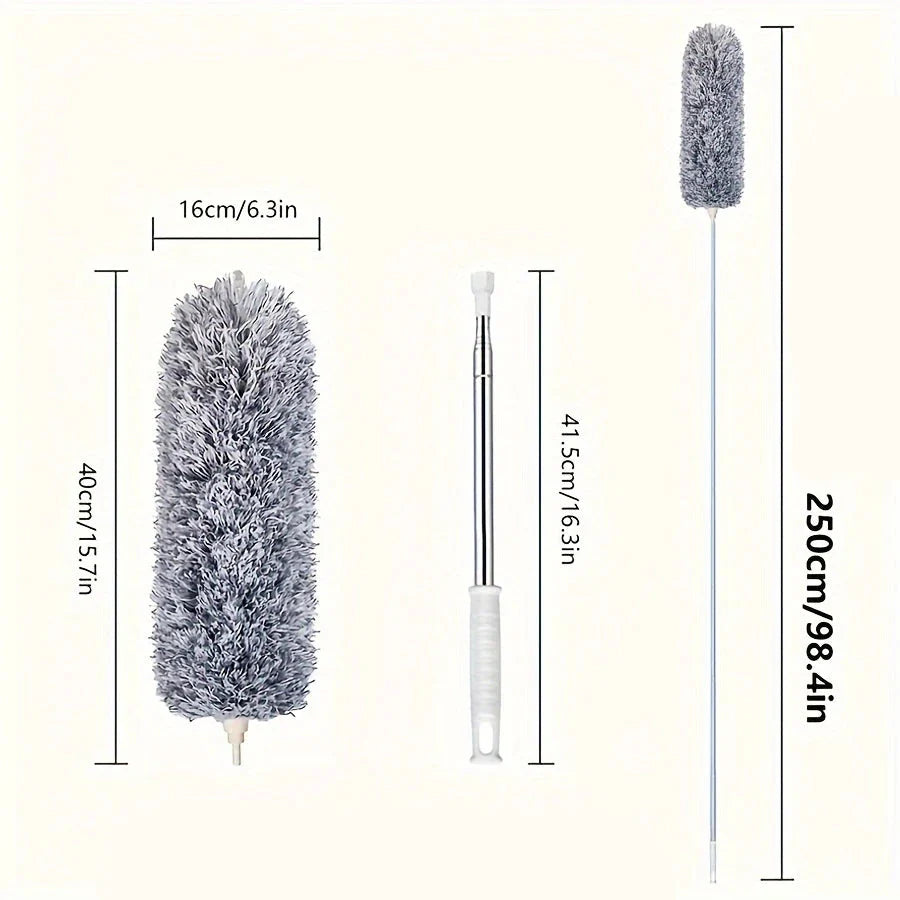 Uitschuifbare Stofdoek met Buigbare Kop | 280 cm Bereik | Herbruikbaar & Wasbaar