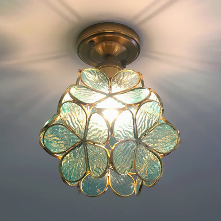 TiffanyBloom™ Retro Plafondlamp – Gekleurd Glas met Bloemenpatroon