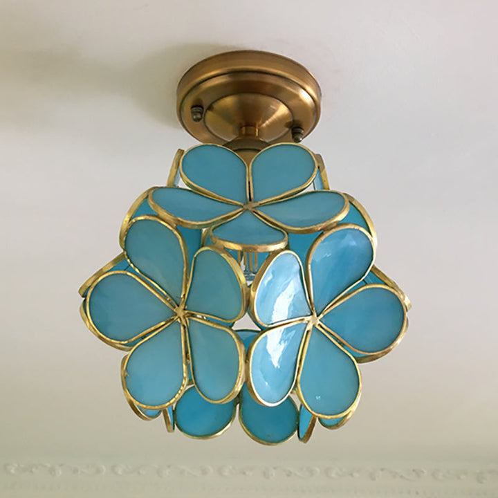 TiffanyBloom™ Retro Plafondlamp – Gekleurd Glas met Bloemenpatroon