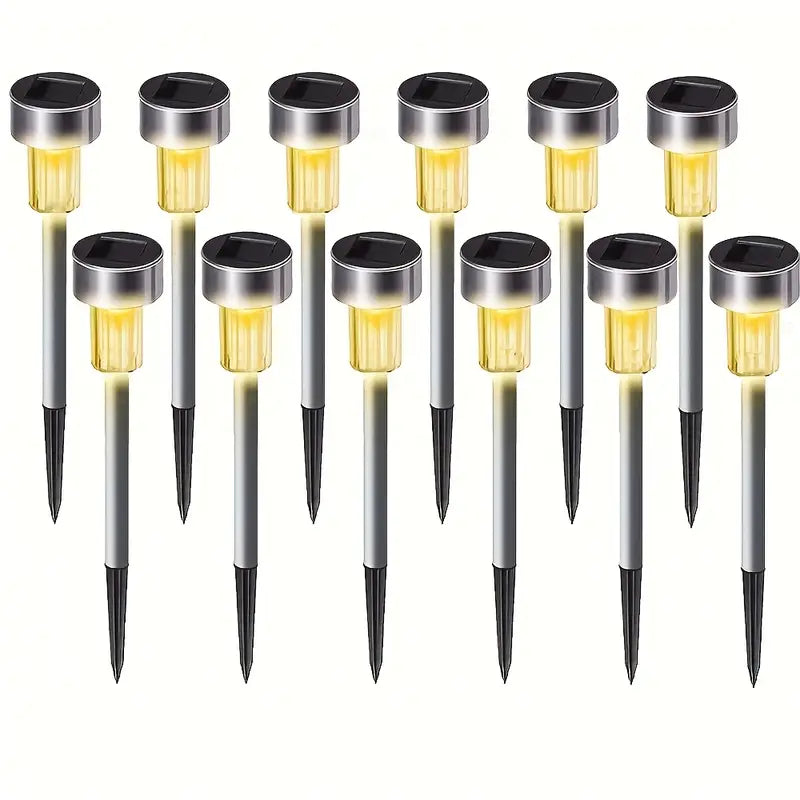 Solar LED Buitenverlichting | RVS Tuinprikkers | 32 cm Hoog