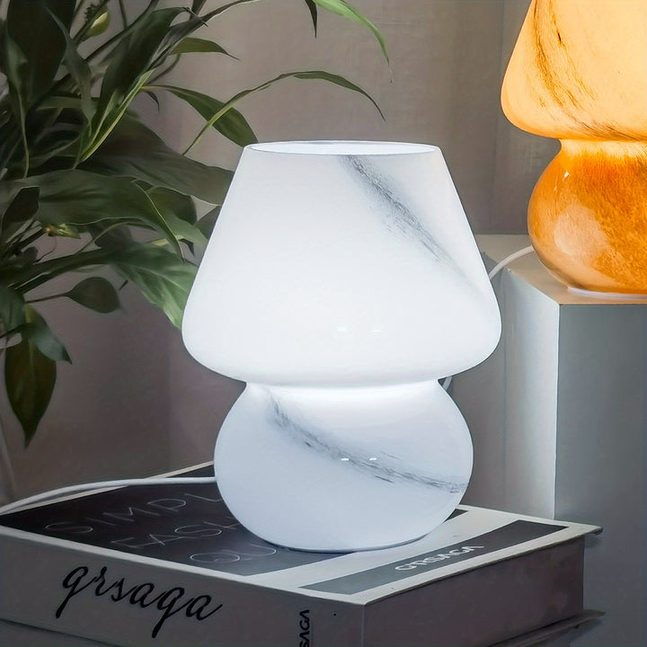 Glazen Paddenstoel Tafellamp | Decoratieve LED Lamp met Warm Licht