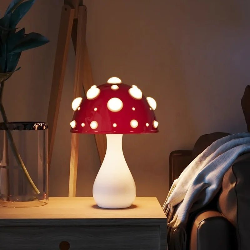 Amanita Tafellamp | Unieke Paddenstoel Lamp | Dimbare LED | Draadloos of Bedraad
