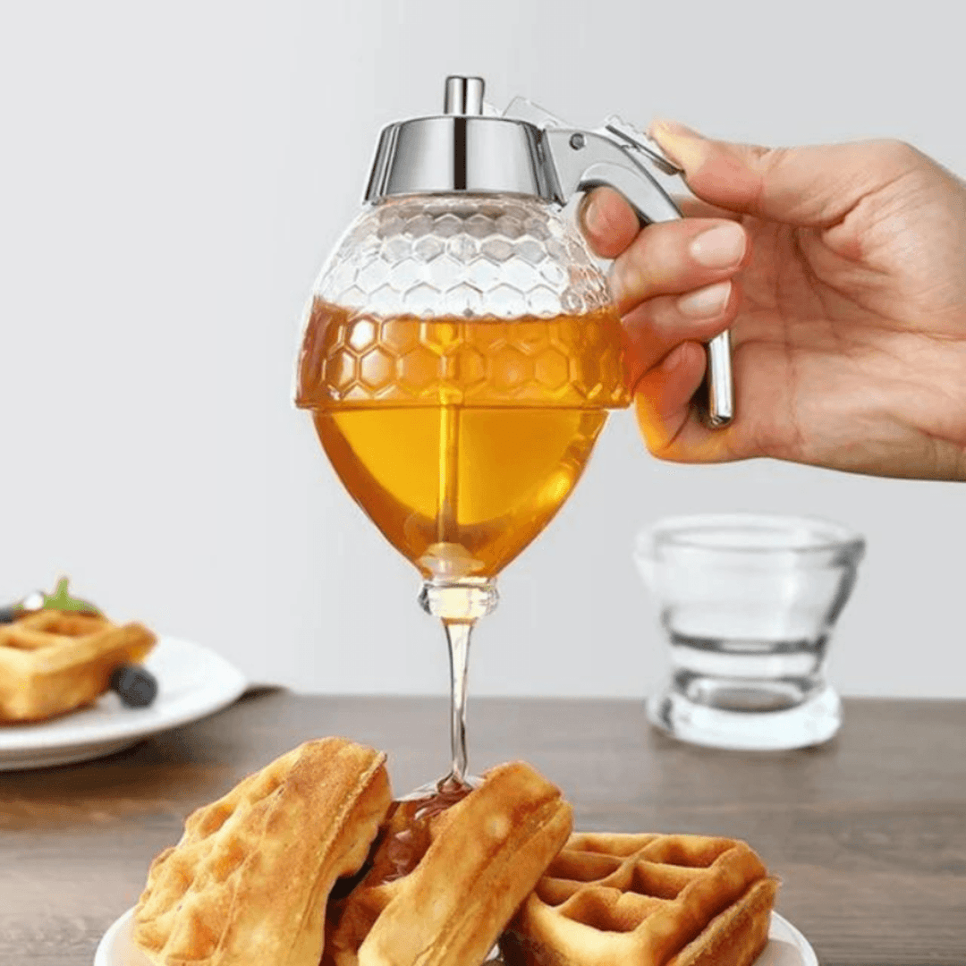 HoneySaver | Honingdispenser Kettle met Geen-Druppel Technologie | Transparant & Elegant Ontwerp
