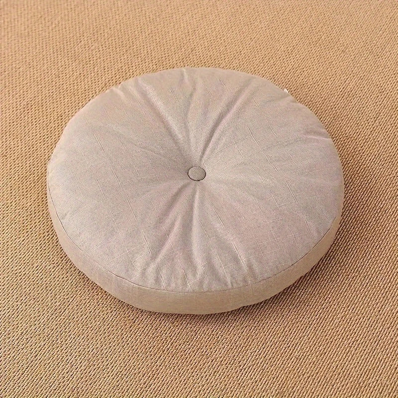 Japandi Linnen Vloerkussen | Rond, 40 cm, Afneembare Hoes