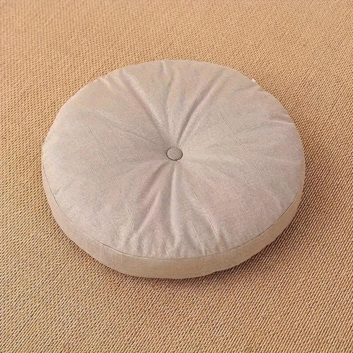 Japandi Linnen Vloerkussen | Rond, 40 cm, Afneembare Hoes