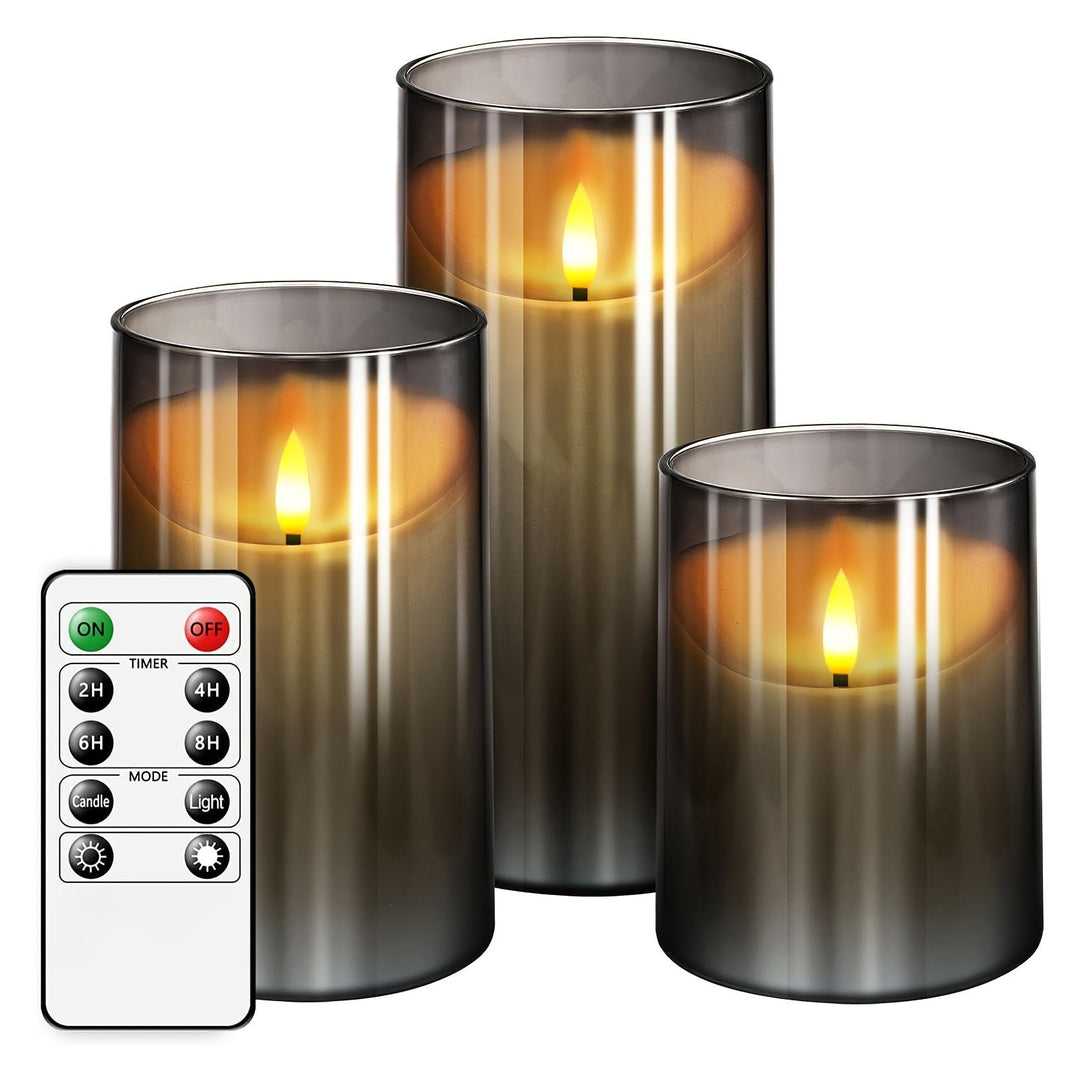 GlowLume™ Set van 3 Flameless LED Kaarsen | Dimbaar met Afstandsbediening