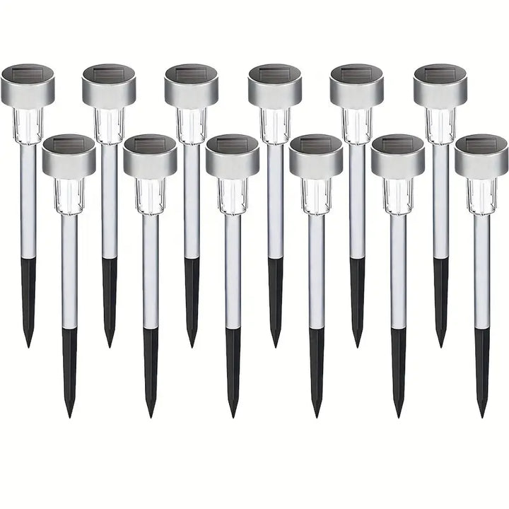 Solar LED Buitenverlichting | RVS Tuinprikkers | 32 cm Hoog