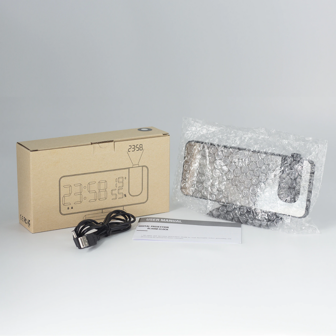 Astronatic Alarm | De Beste Alarmklok met LED Scherm - 180° Projector - USB lader