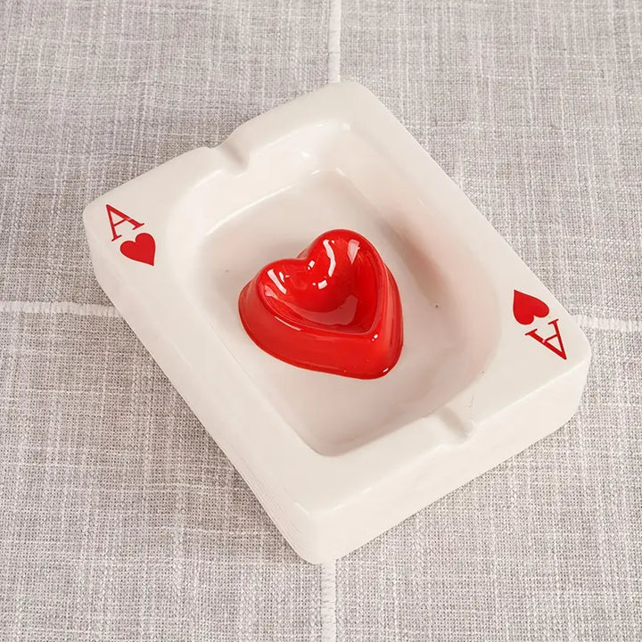 Cendrier en céramique | Design élégant de carte à jouer | Résistant à la chaleur