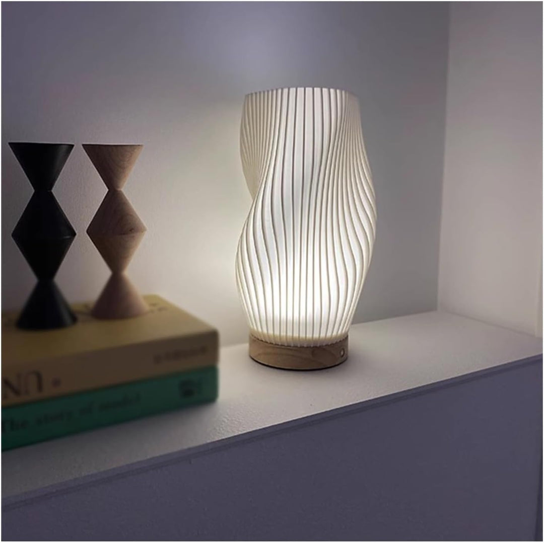 Serene Wavecrest Lamp | Moderne Golfvormige Tafellamp | Dimbare LED & USB-Aansluiting