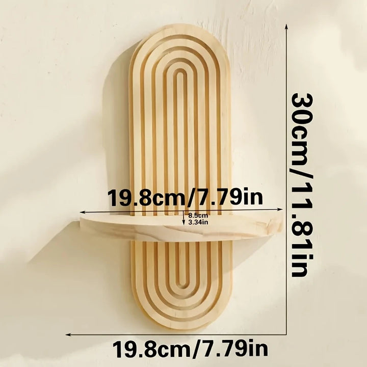 Elegante houten wandplanken met geometrisch design | Minimalistische opberger