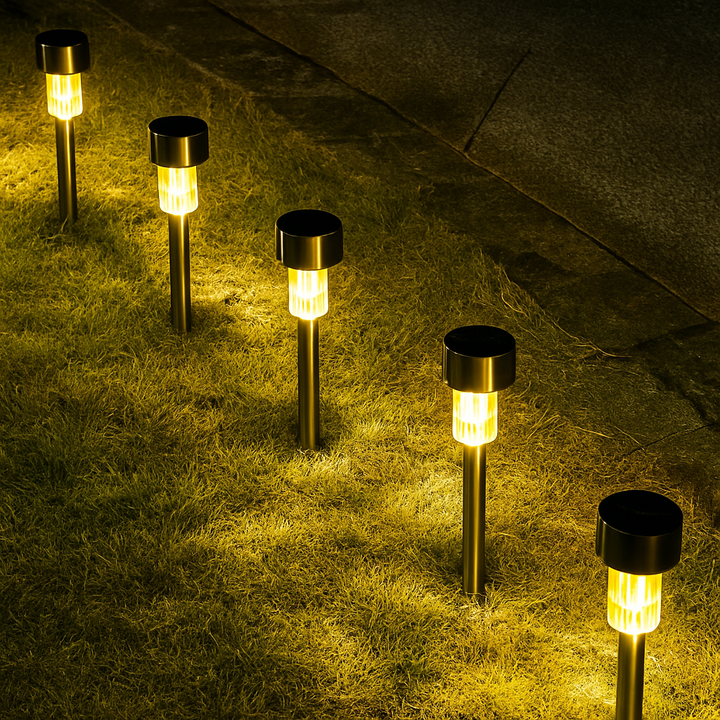 Solar LED Buitenverlichting | RVS Tuinprikkers | 32 cm Hoog