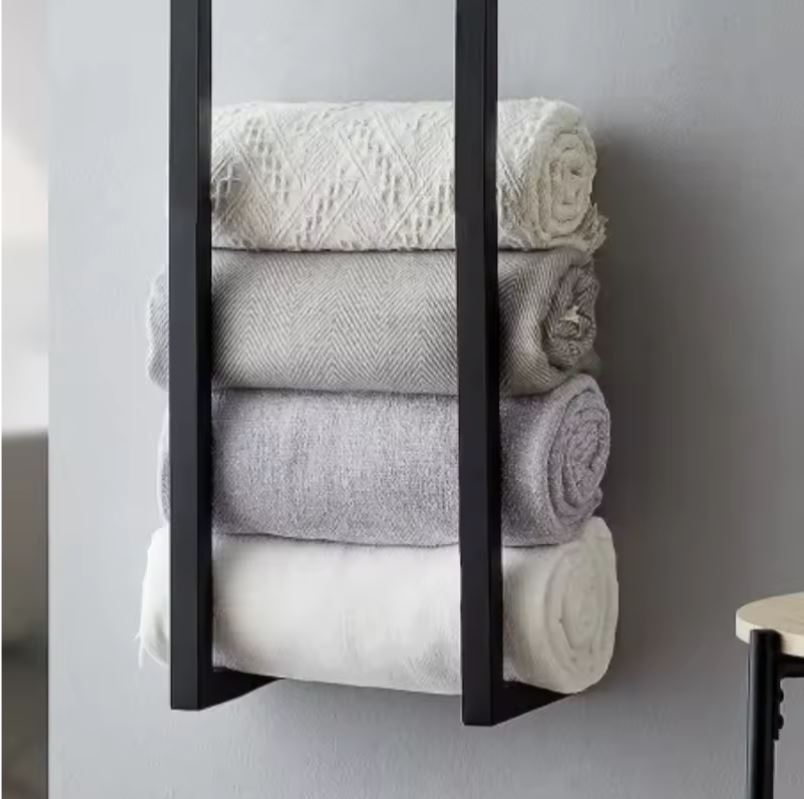 Moderne Handdoek- & Toiletrolhouder | Zwart Staal