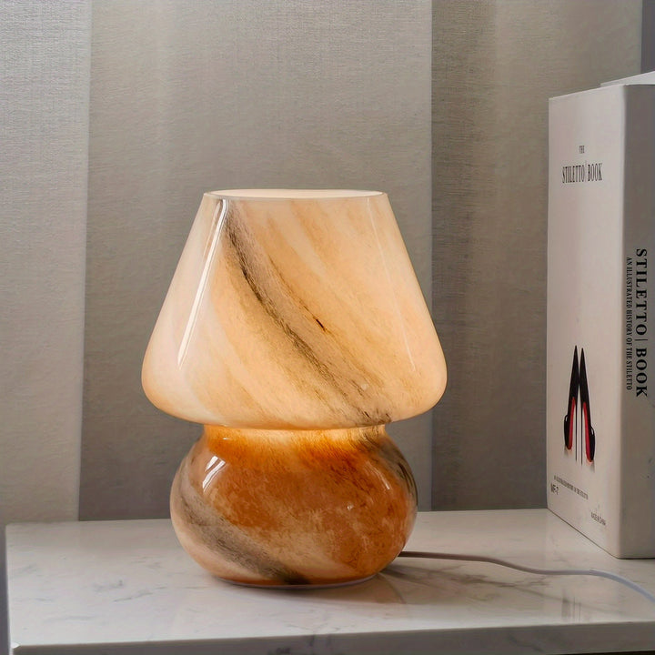 Glazen Paddenstoel Tafellamp | Decoratieve LED Lamp met Warm Licht