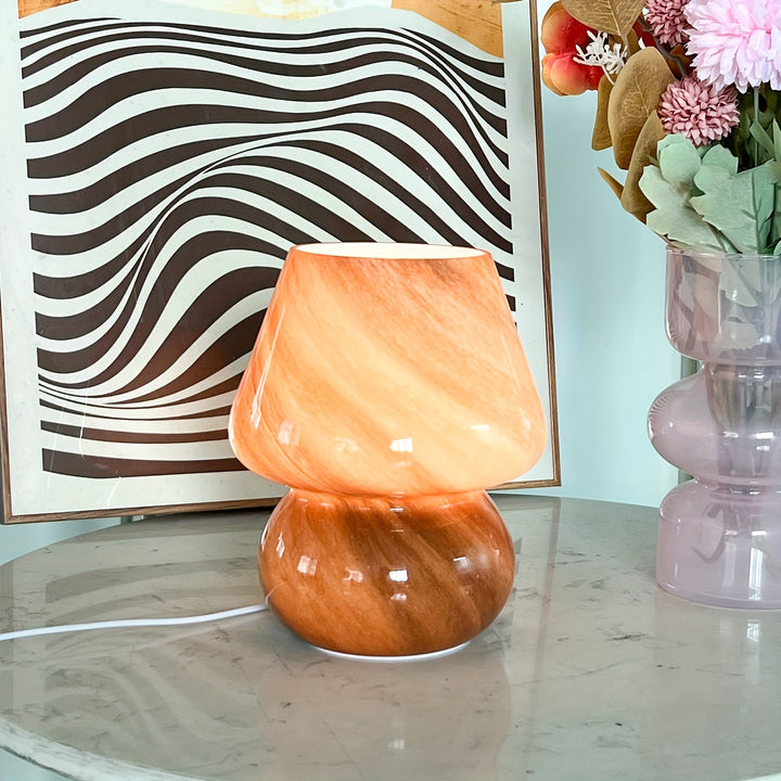 Glazen Paddenstoel Tafellamp | Decoratieve LED Lamp met Warm Licht