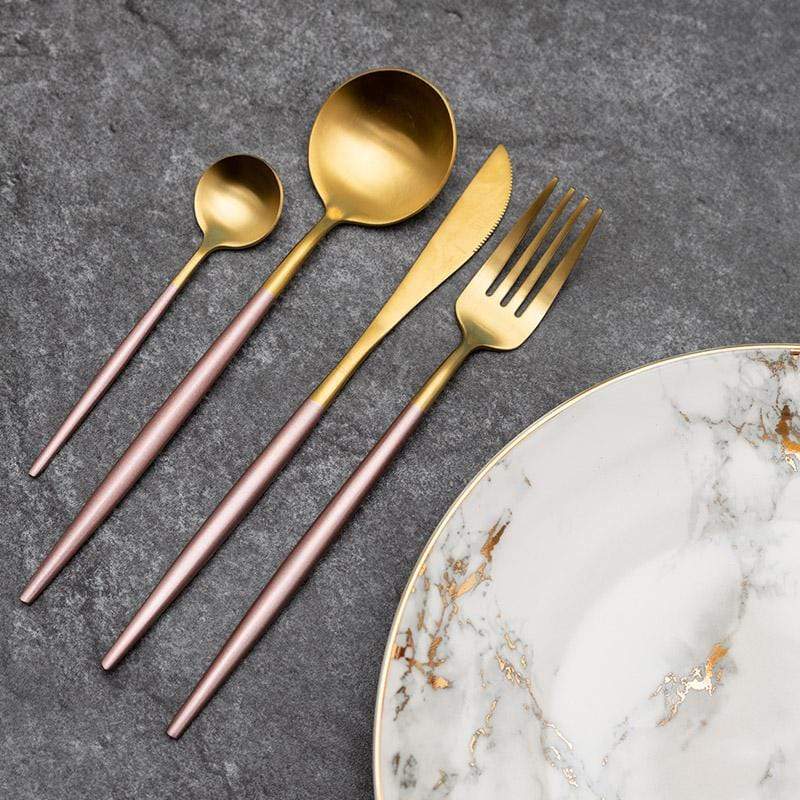 France Set | 16-delig Luxe Bestekset met Artistiek Design – Tafellepels, Vorken, Messen & Theelepels