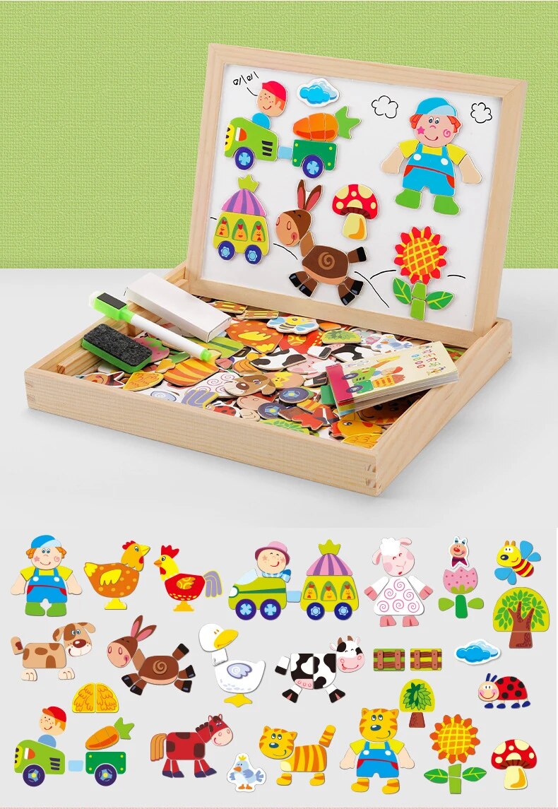 PlayWood™ | Houten Magnetisch Krijtbord | Dubbelzijdig Speel- & Leerbord