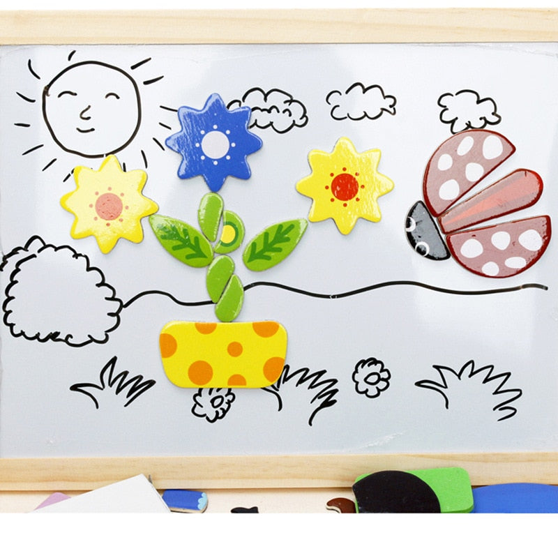 PlayWood™ | Houten Magnetisch Krijtbord | Dubbelzijdig Speel- & Leerbord