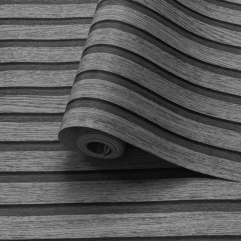 Pannelli Legno Nero | Zelfklevend PVC Behang Donkergrijs gestreept
