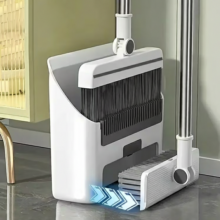 3-in-1 Schoonmaakset | Bezem, Stoffer & Blik | Anti-haar Design voor Thuis & Kantoor