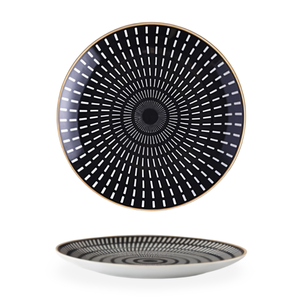 GeoChic | Geometrische Porseleinen Borden – Modern Design met Goudaccenten