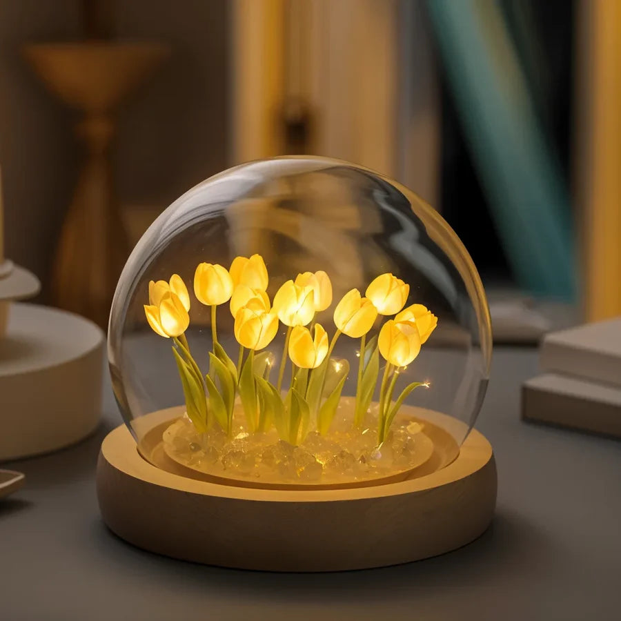 TulipGlow™ | Sfeerlamp met Tulpen in Glazen Bol