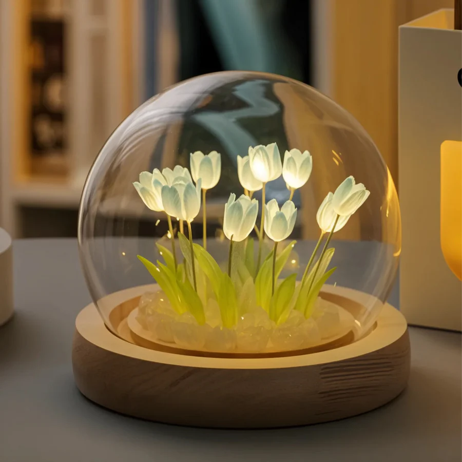 TulipGlow™ | Sfeerlamp met Tulpen in Glazen Bol