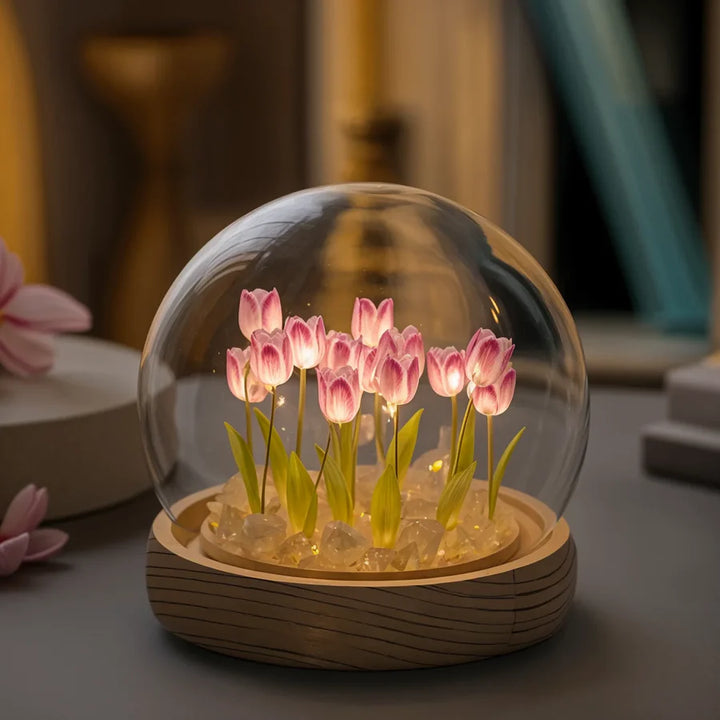 TulipGlow™ | Sfeerlamp met Tulpen in Glazen Bol