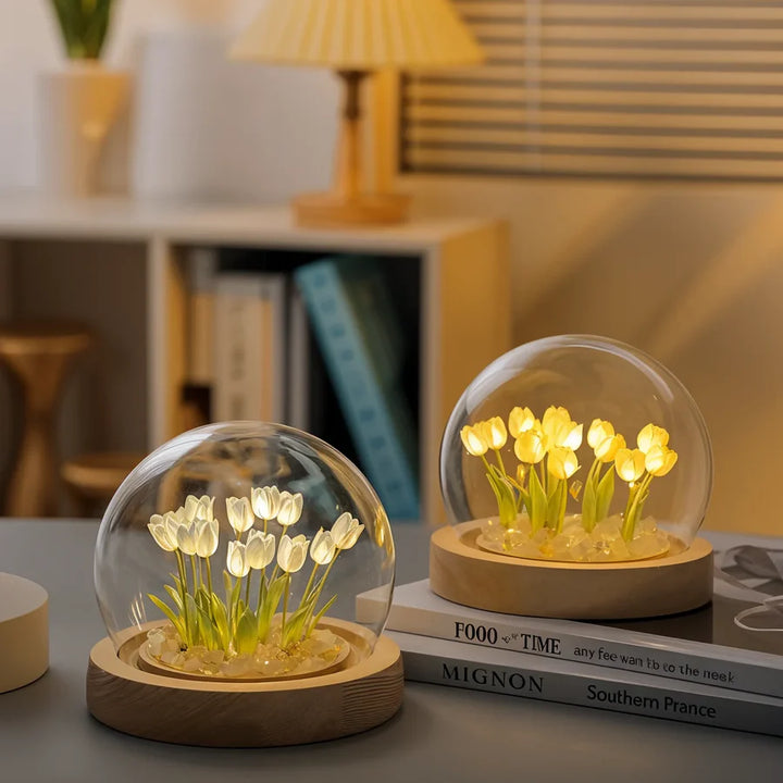 TulipGlow™ | Sfeerlamp met Tulpen in Glazen Bol