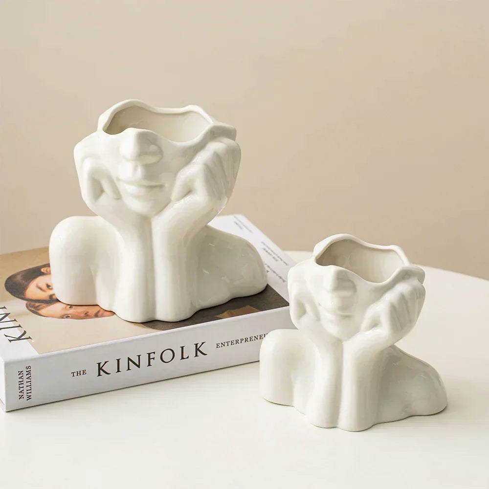 Keramische Abstract Vaas | Modern Design met Gezicht