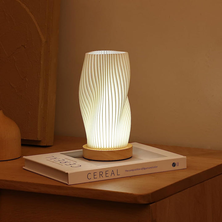 Serene Wavecrest Lamp | Moderne Golfvormige Tafellamp | Dimbare LED & USB-Aansluiting