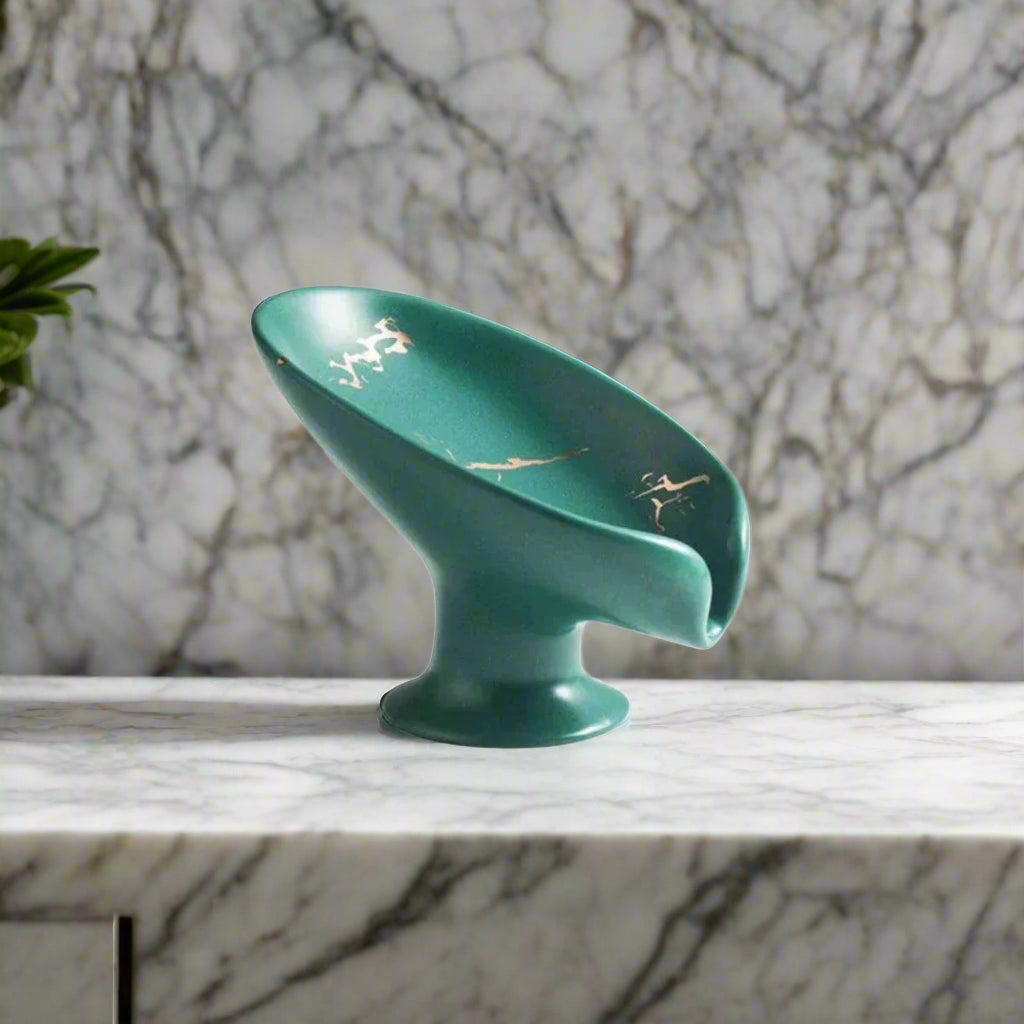 Leaf Soap Dish | Keramische Bladvormige Zeephouder met Afvoer