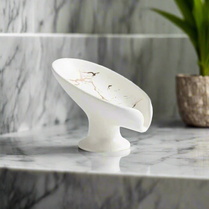 Leaf Soap Dish | Keramische Bladvormige Zeephouder met Afvoer