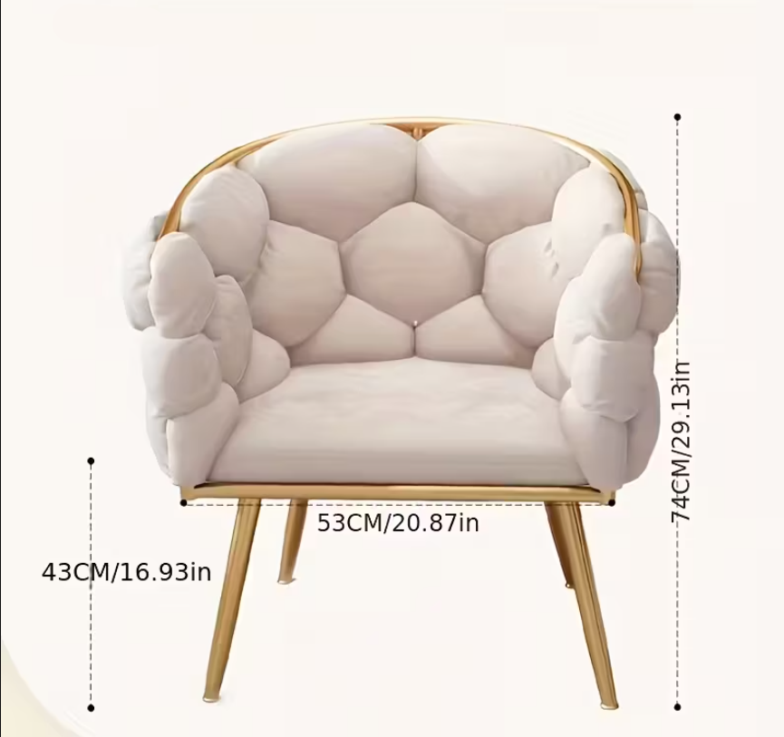 Luxe Moderne Accentstoel | Fluwelen Lounge Chair met Gouden Frame