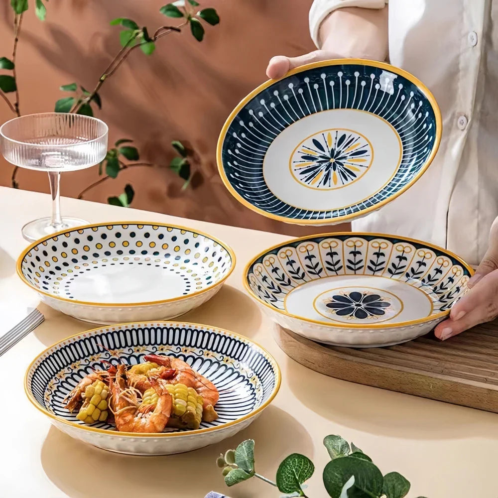 Toscaanse Bordenset | Handgeschilderd | Set van 4 | Porselein