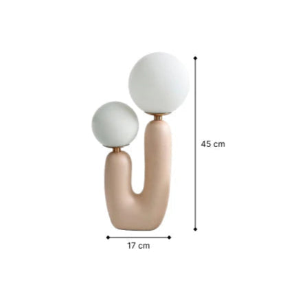 Athenea Tafellamp | U-Vormig Design met Dubbele Lichtbol | Beige of Groen