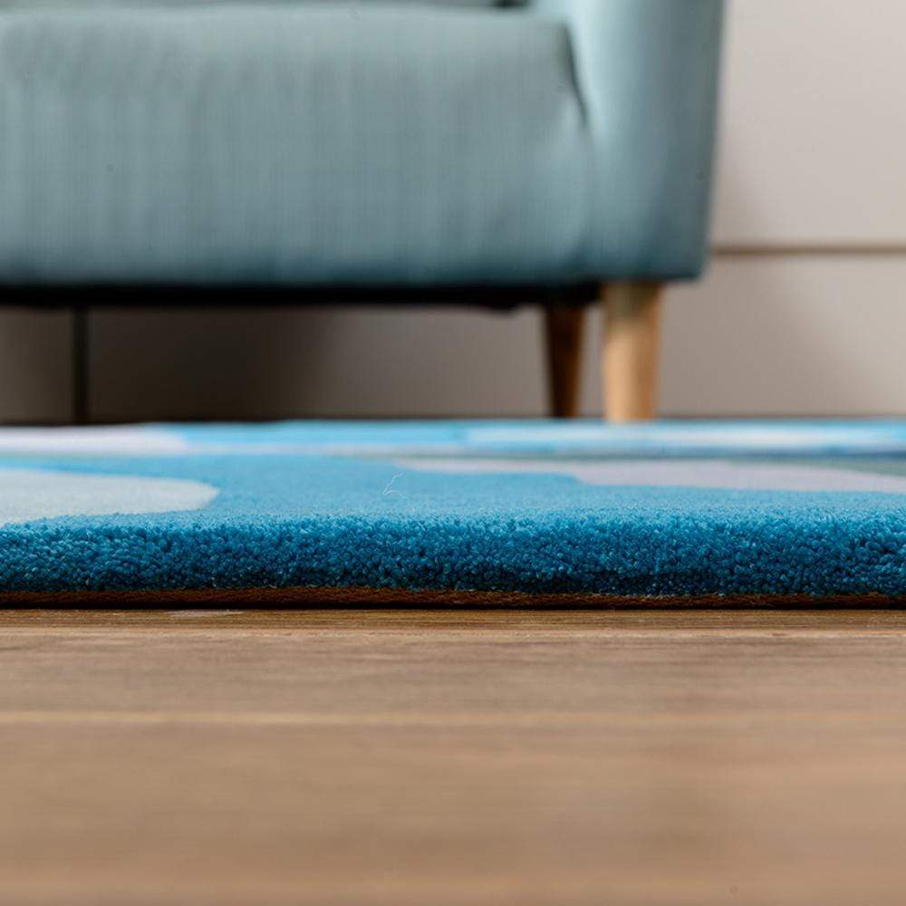 Crater Contour | Handgemaakt Blauw Vloerkleed met Organische Patronen – Rustgevend & Luxe Comfort