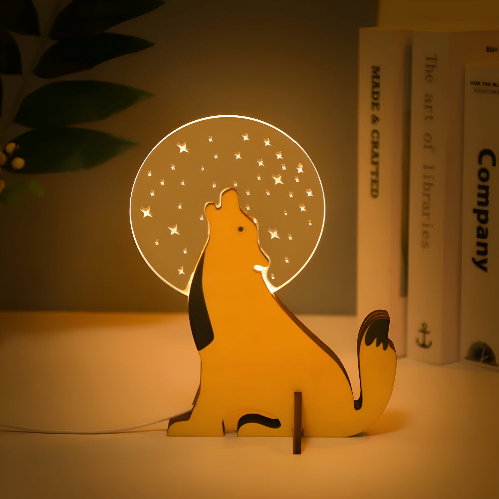 Wildlife™ LED Acryl Lamp | Sfeerlamp met Houten Basis (USB)