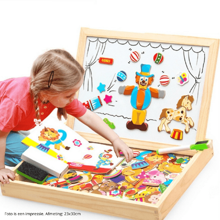 PlayWood™ | Houten Magnetisch Krijtbord | Dubbelzijdig Speel- & Leerbord