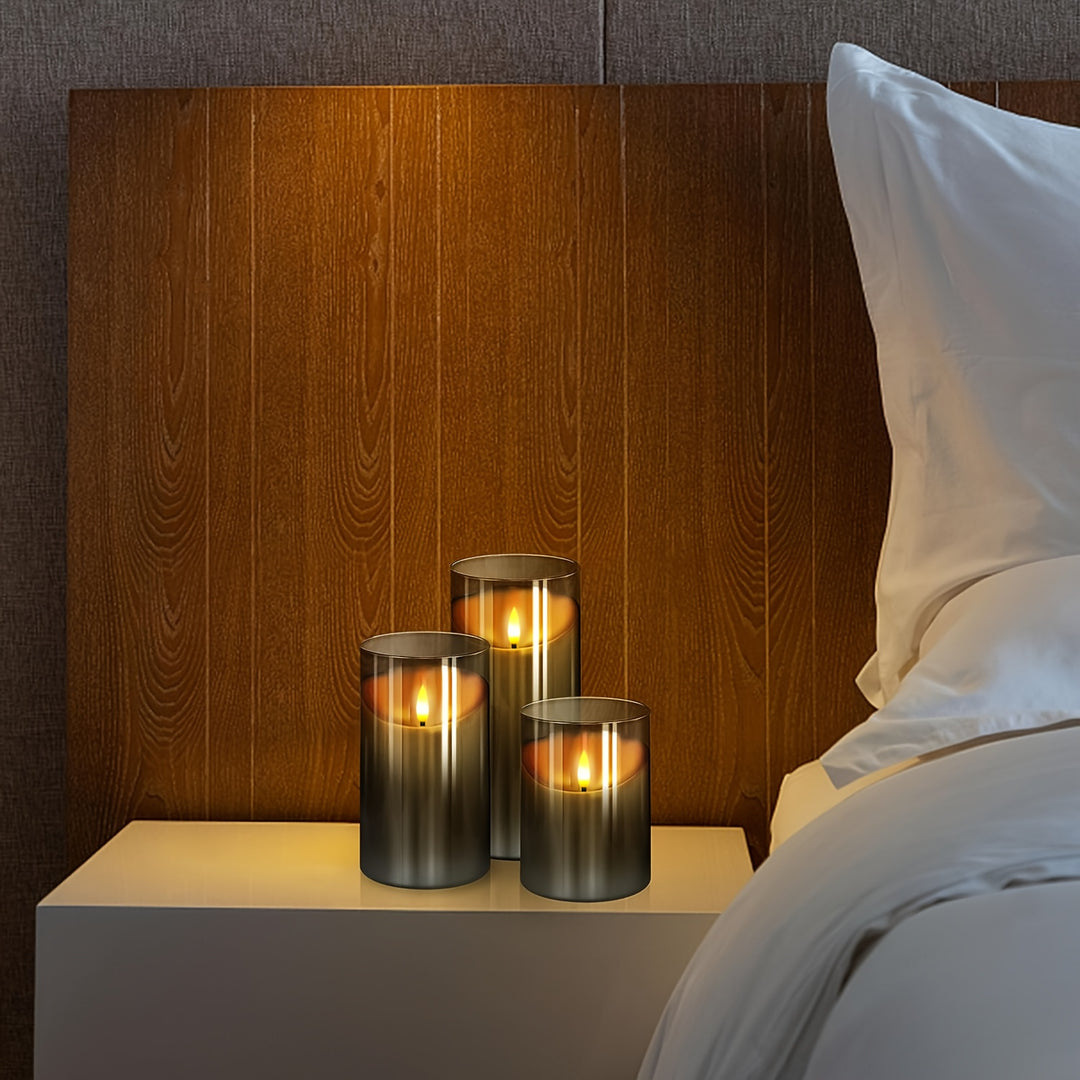 GlowLume™ Set van 3 Flameless LED Kaarsen | Dimbaar met Afstandsbediening
