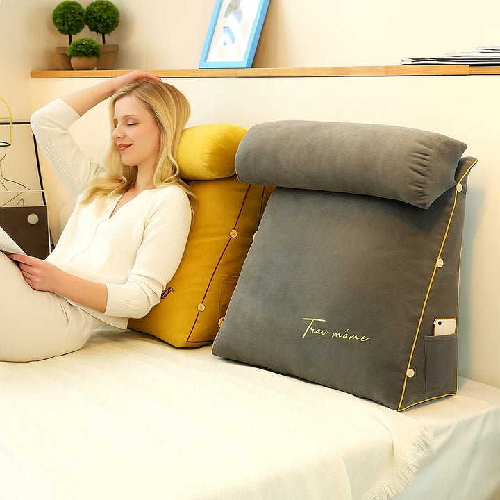 Driehoekig Lees- en Rugsteunkussen | Ergonomisch Traagschuim | Wasbare Hoes