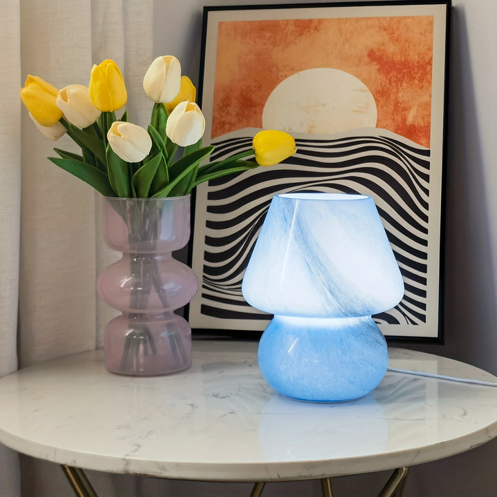 Glazen Paddenstoel Tafellamp | Decoratieve LED Lamp met Warm Licht