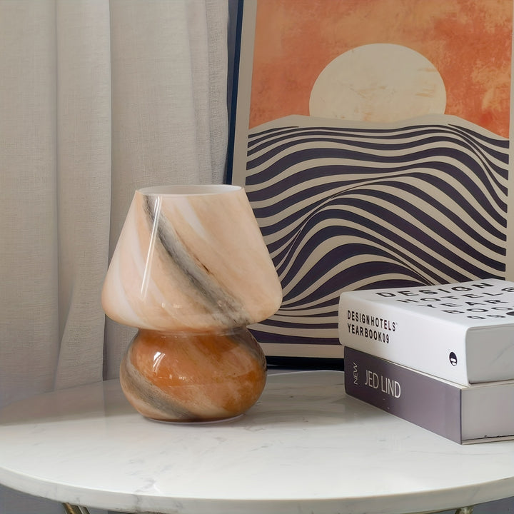 Glazen Paddenstoel Tafellamp | Decoratieve LED Lamp met Warm Licht