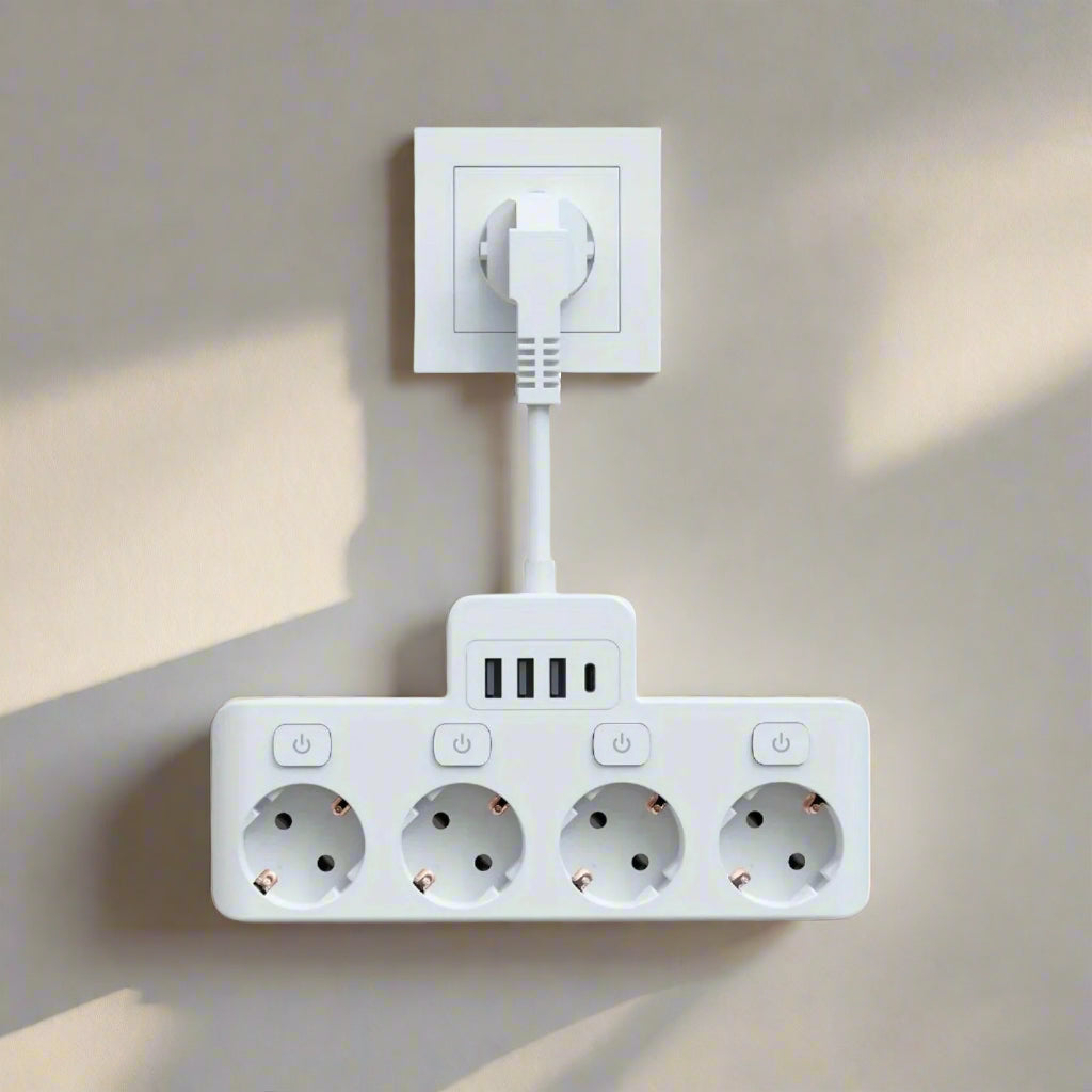 PowerHub Adapter | Efficiënte stroomoplossing met 4 stopcontacten en USB-poorten
