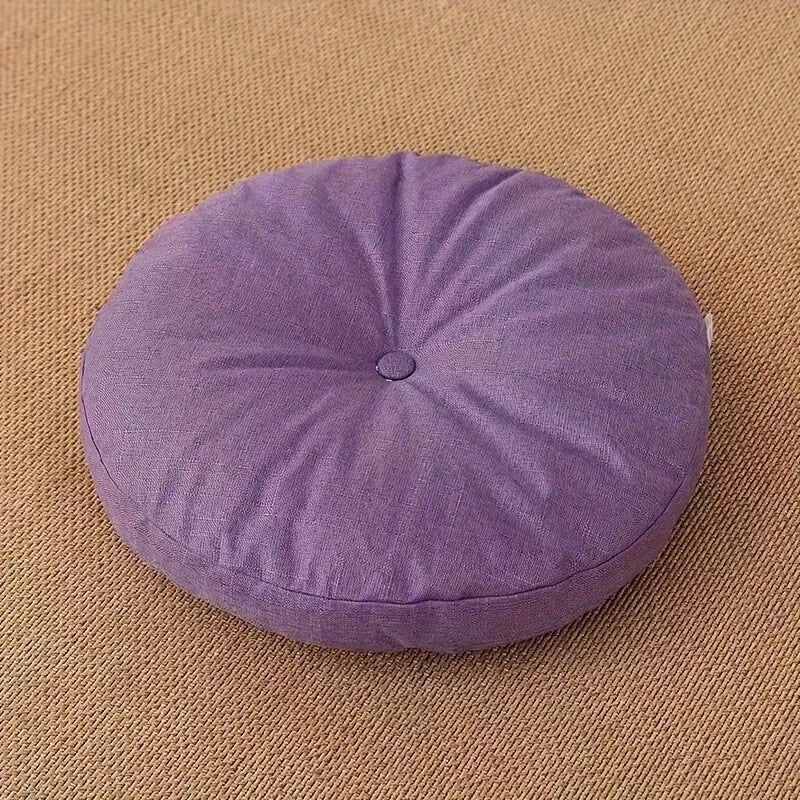 Japandi Linnen Vloerkussen | Rond, 40 cm, Afneembare Hoes