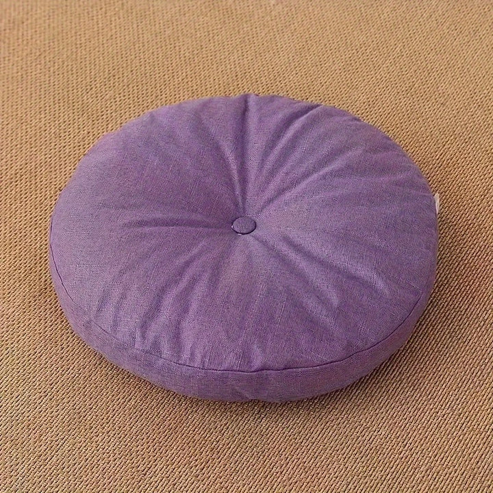 Japandi Linnen Vloerkussen | Rond, 40 cm, Afneembare Hoes