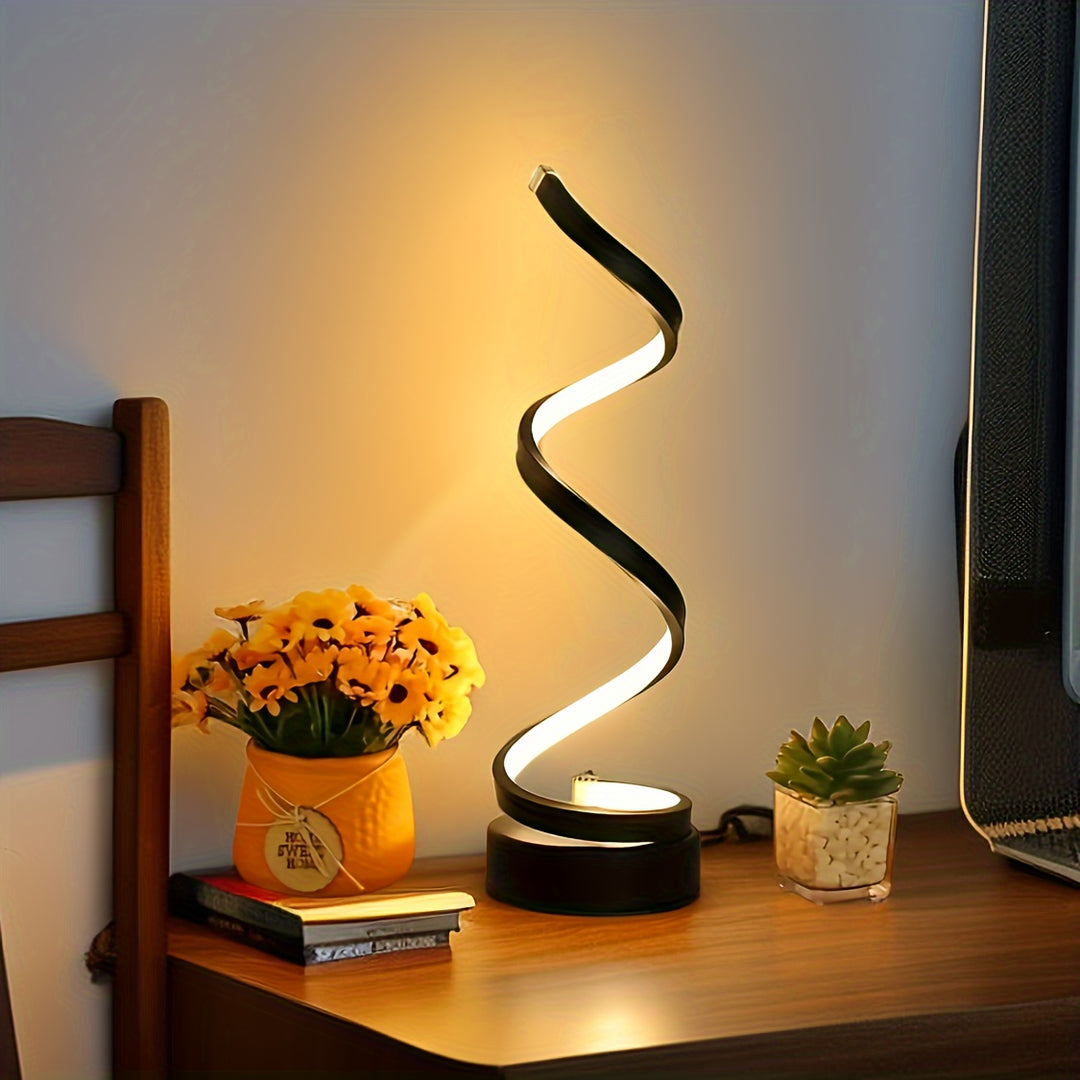 Moderne Spiraalvormige Tafellamp | LED Designlamp met Dimbaar Licht en USB-Aansluiting