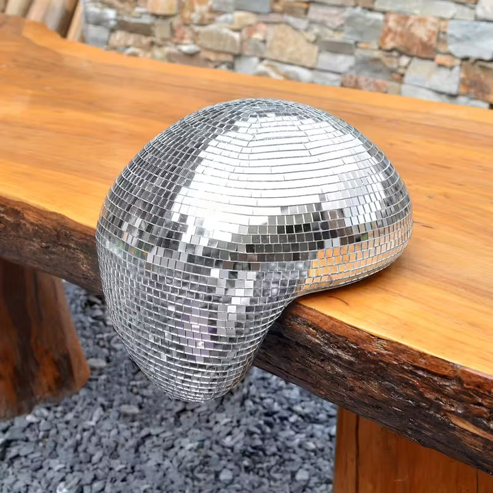 MeltBall™ Zilveren Gesmolten Discobal Sculptuur | Spiegelglas Kunstobject