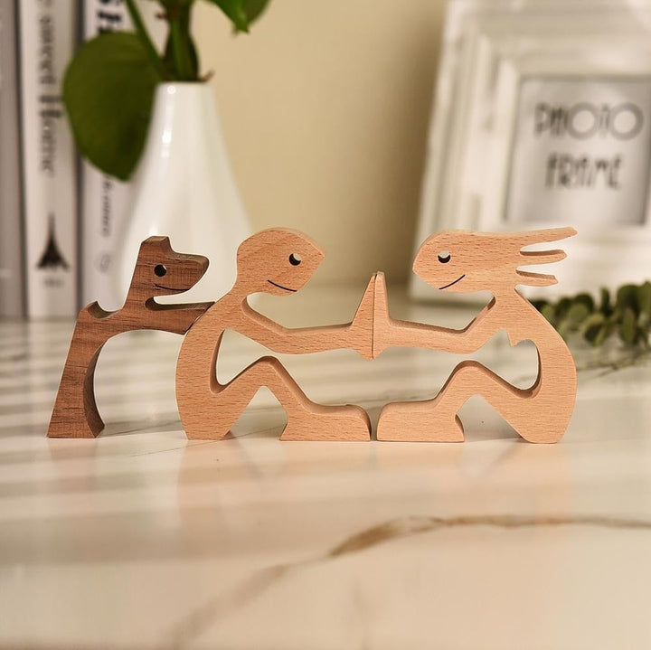 Handgemaakt Houten Hondenliefdes Sculptuur | Symbool van Verbondenheid & Troost